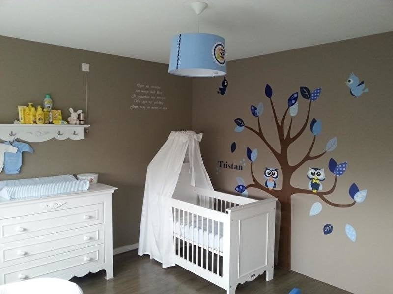 Muursticker boom met uilen en vogels kinderkamer jongen