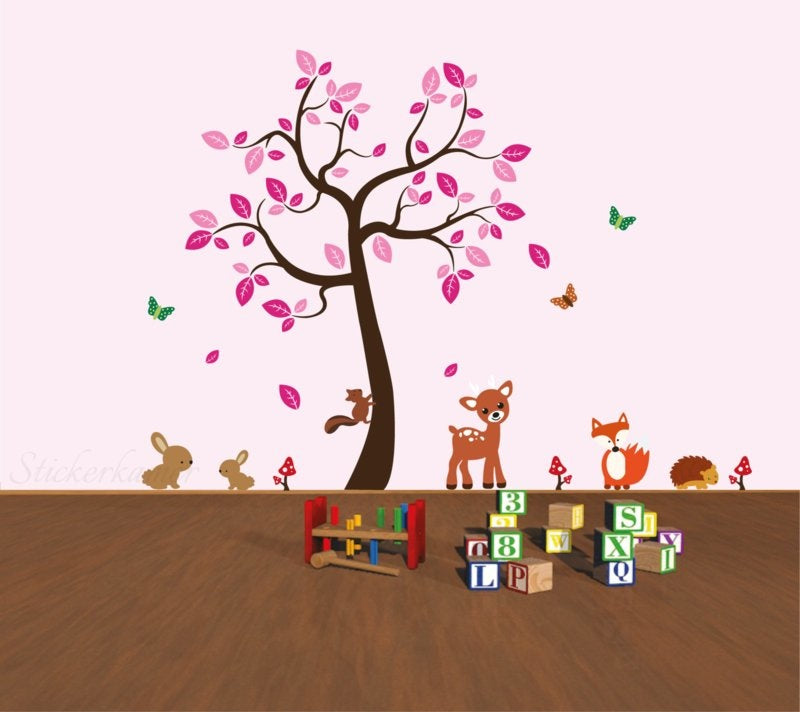 Muursticker boom safari XL ( Kies je eigen kleuren )