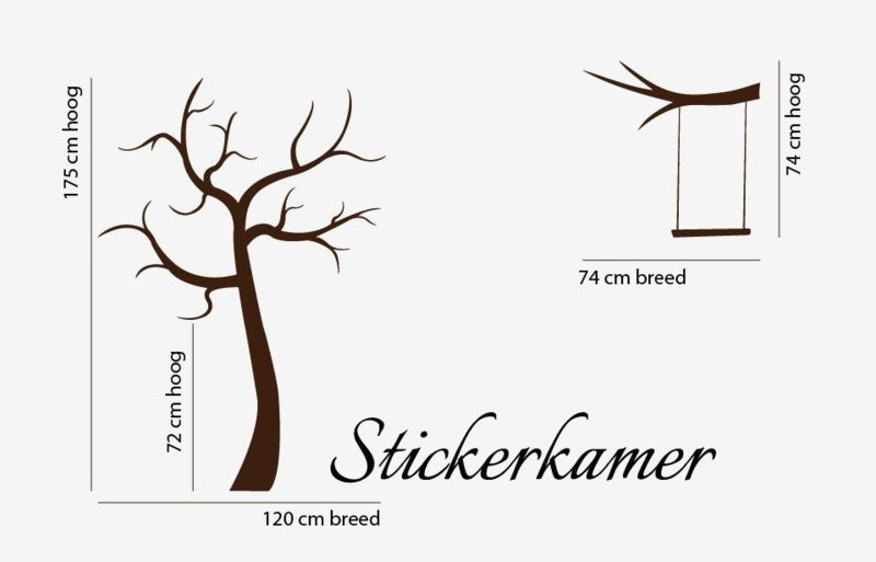 Muursticker boom uiltjes en giraffe babykamer / kinderkamer