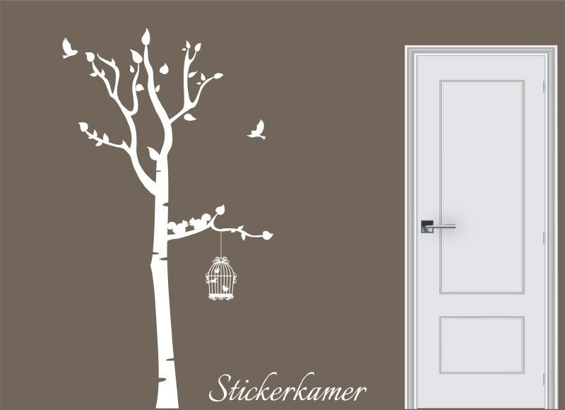 Muursticker boom vogelkooi