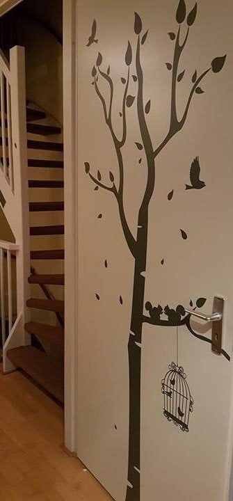 Muursticker boom vogelkooi