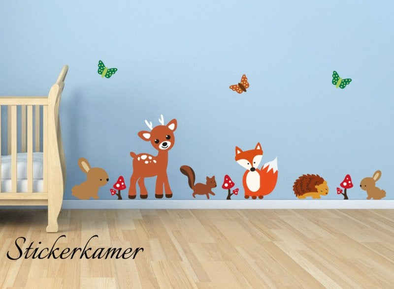 Muursticker bos dieren babykamer / kinderkamer