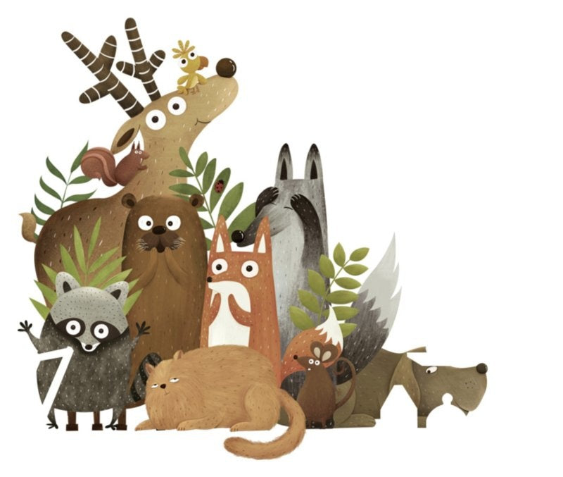 Muursticker bos dieren mix kinderkamer