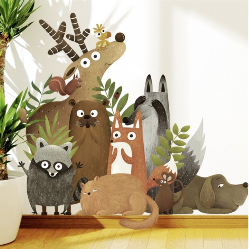 Muursticker bos dieren mix kinderkamer