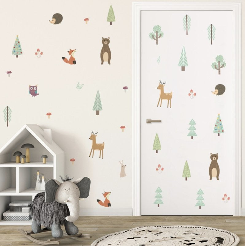 Muursticker bosdieren thema kinderkamer / babykamer