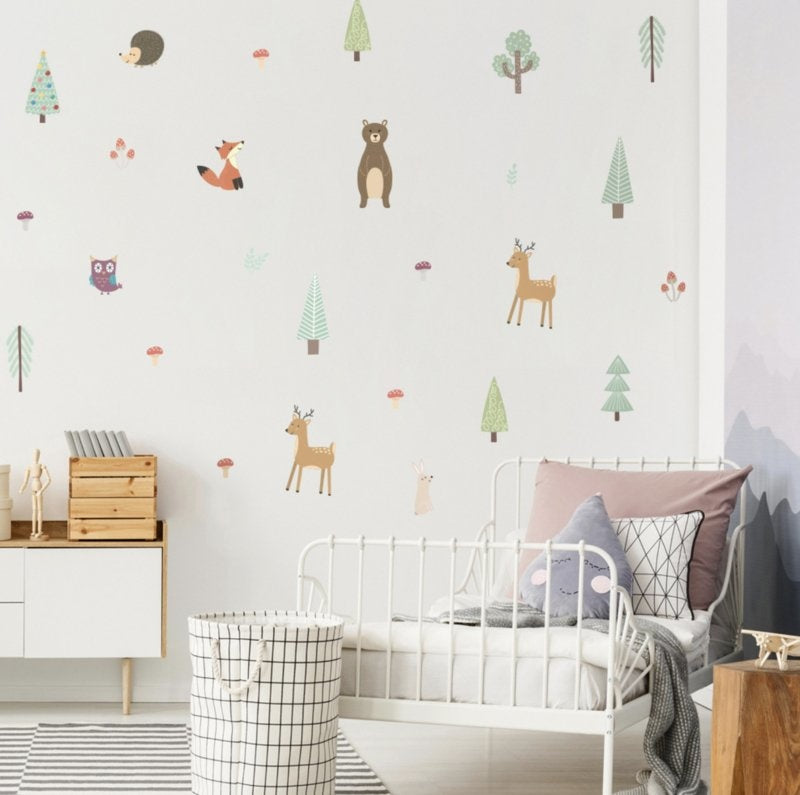 Muursticker bosdieren thema kinderkamer / babykamer