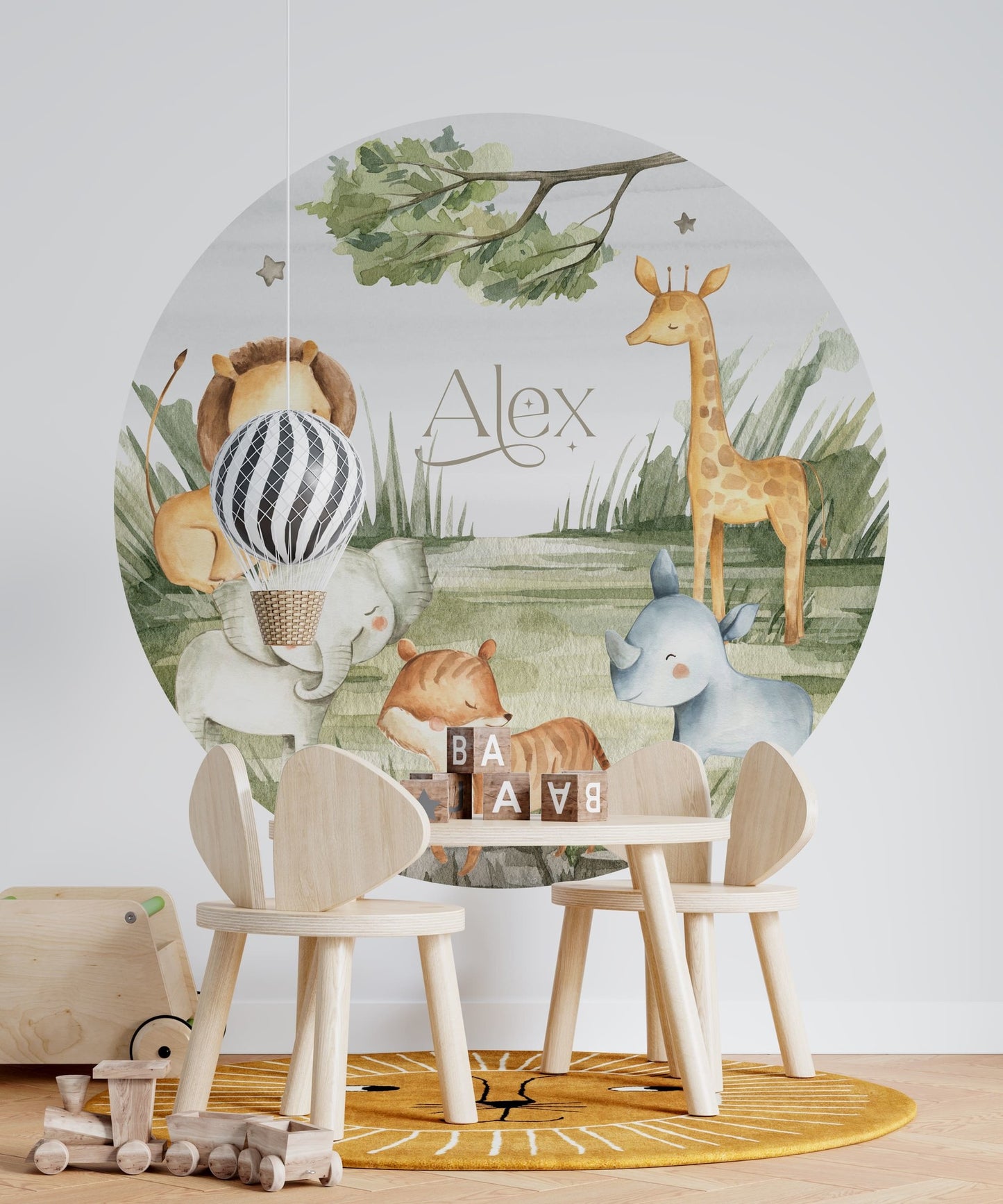 Muursticker cirkel kinderkamer jungle