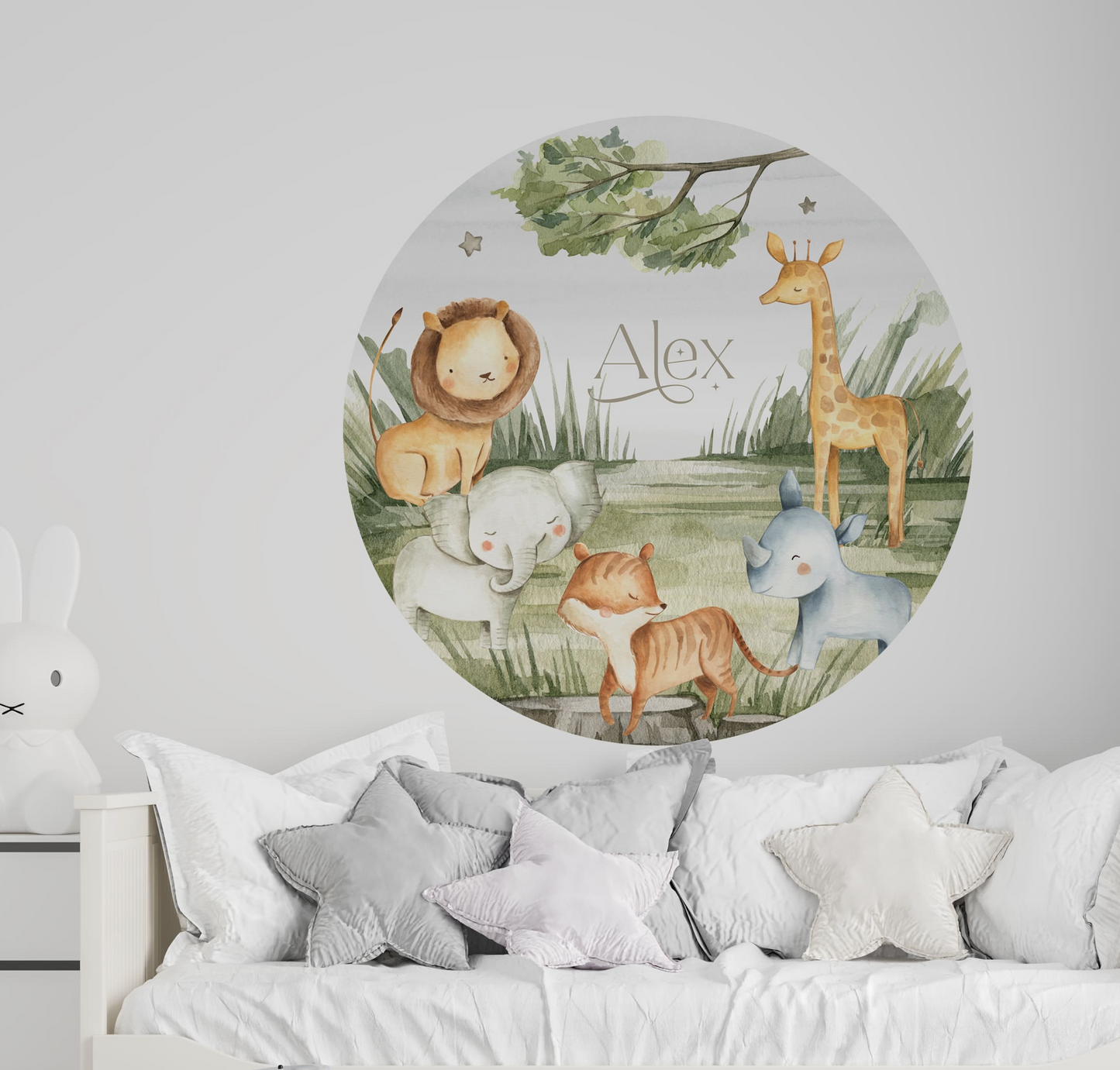 Muursticker cirkel kinderkamer jungle