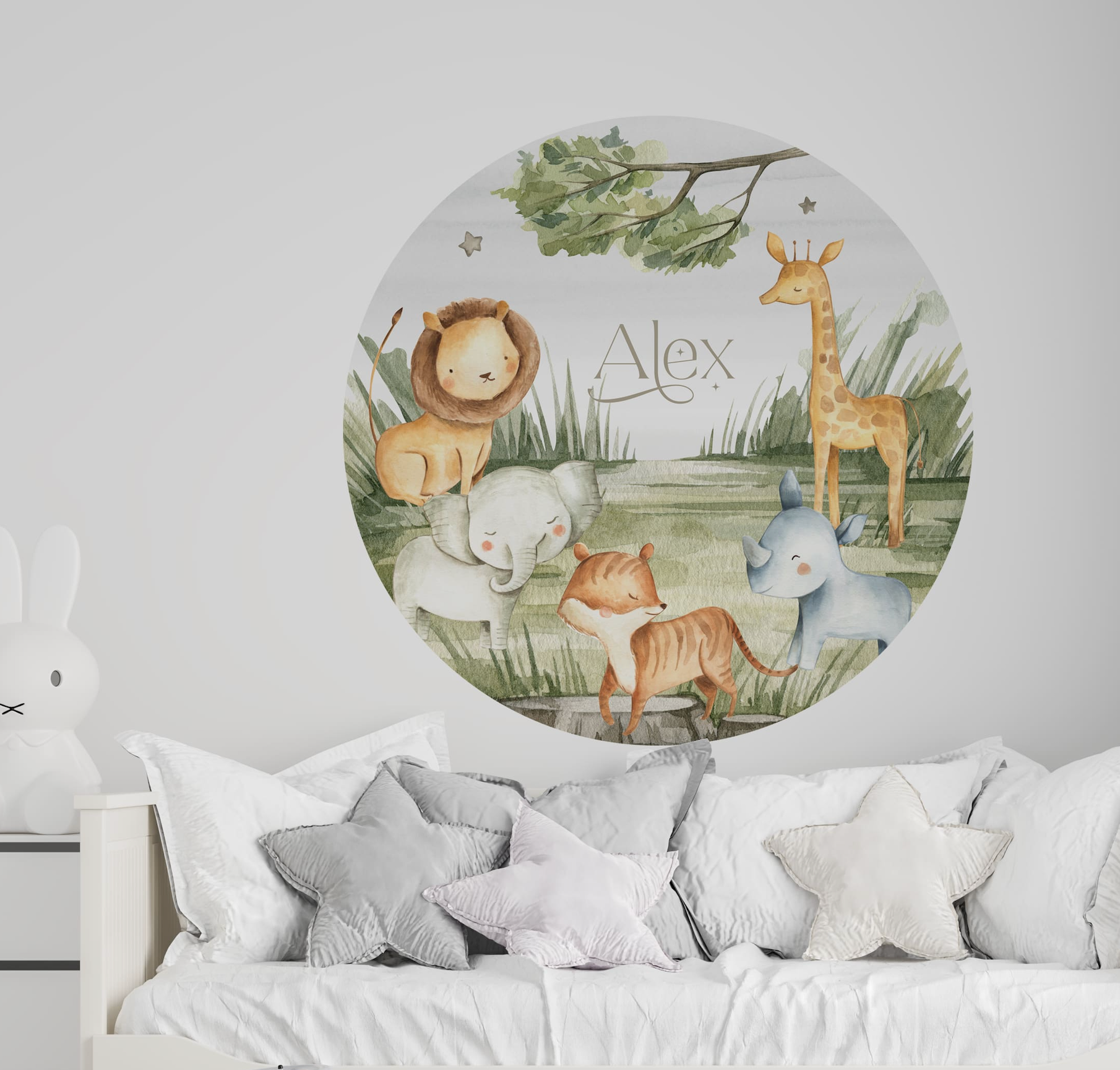 Muursticker cirkel kinderkamer jungle