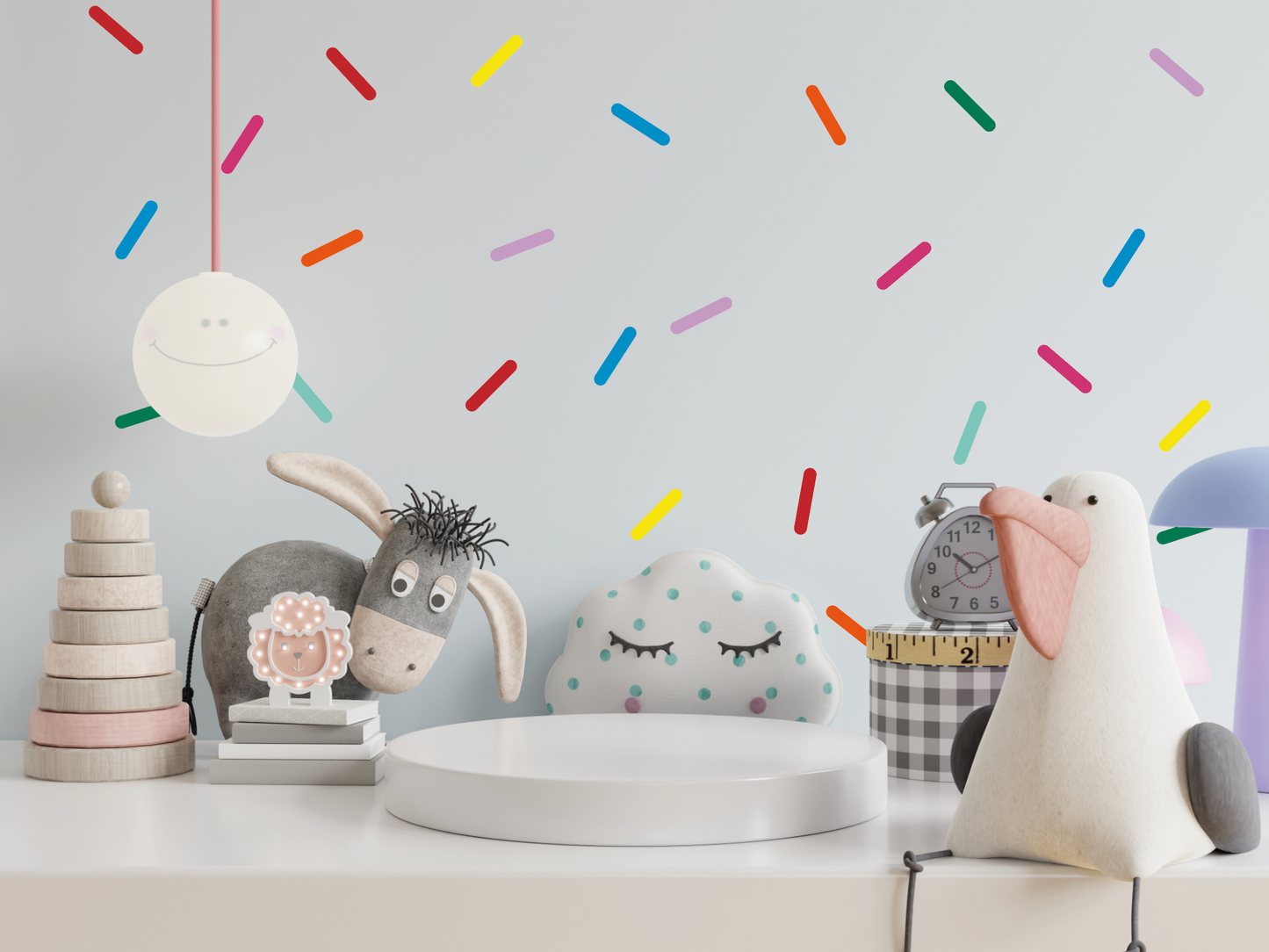 Muursticker streepjes confetti kinderkamer