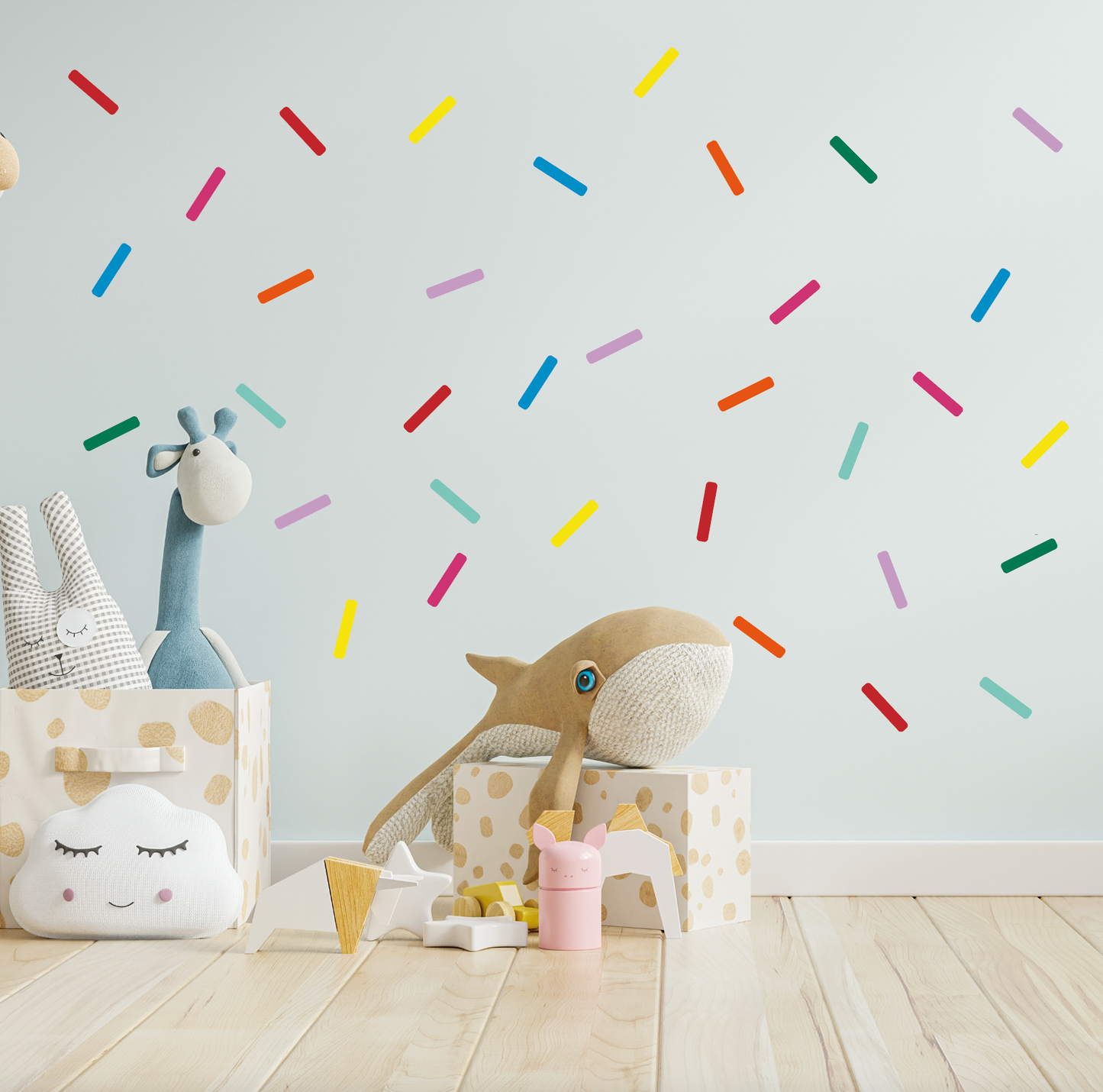 Muursticker streepjes confetti kinderkamer