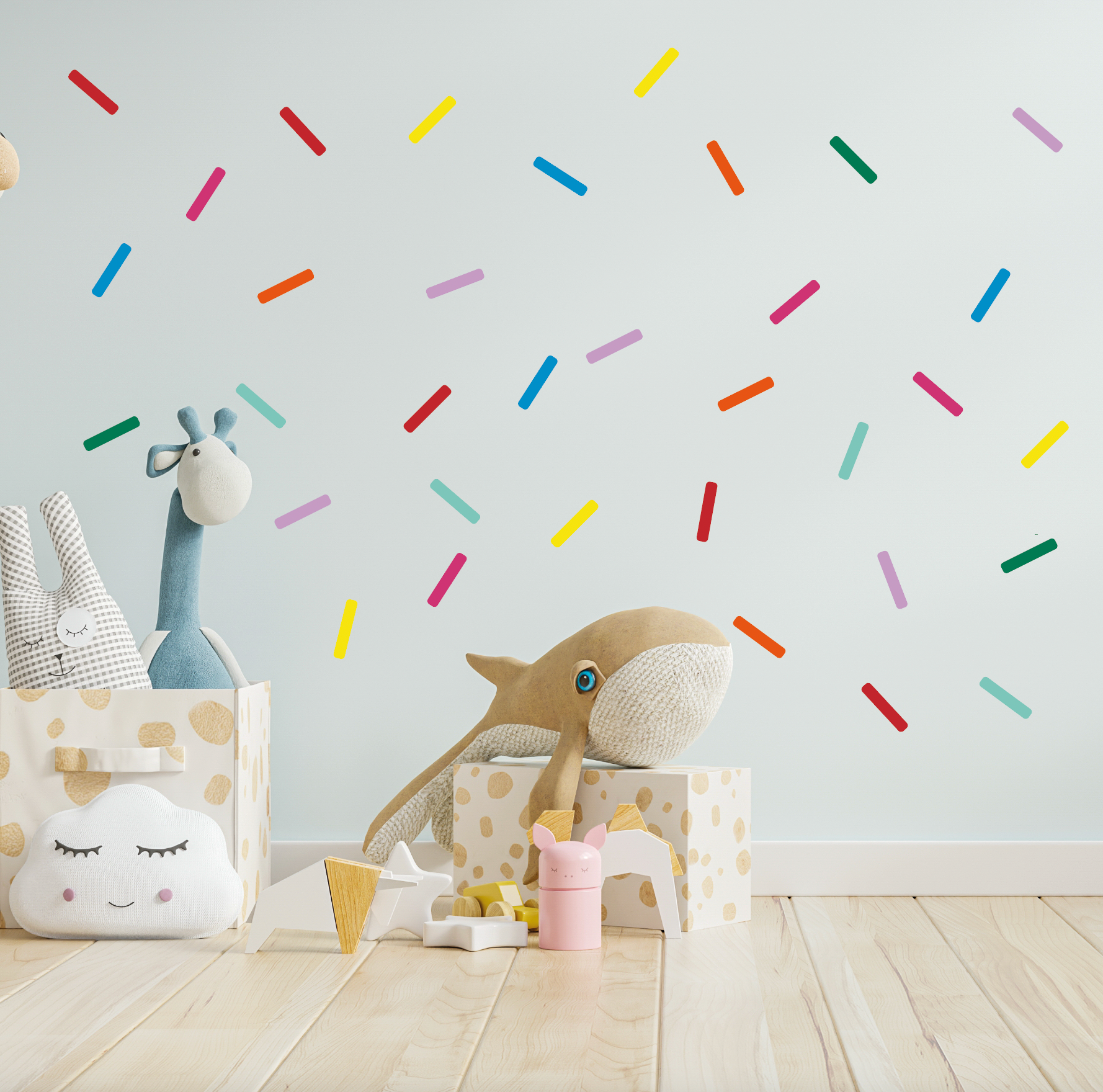 Set van 160 stuks muursticker confetti sprinkels kinderkamer