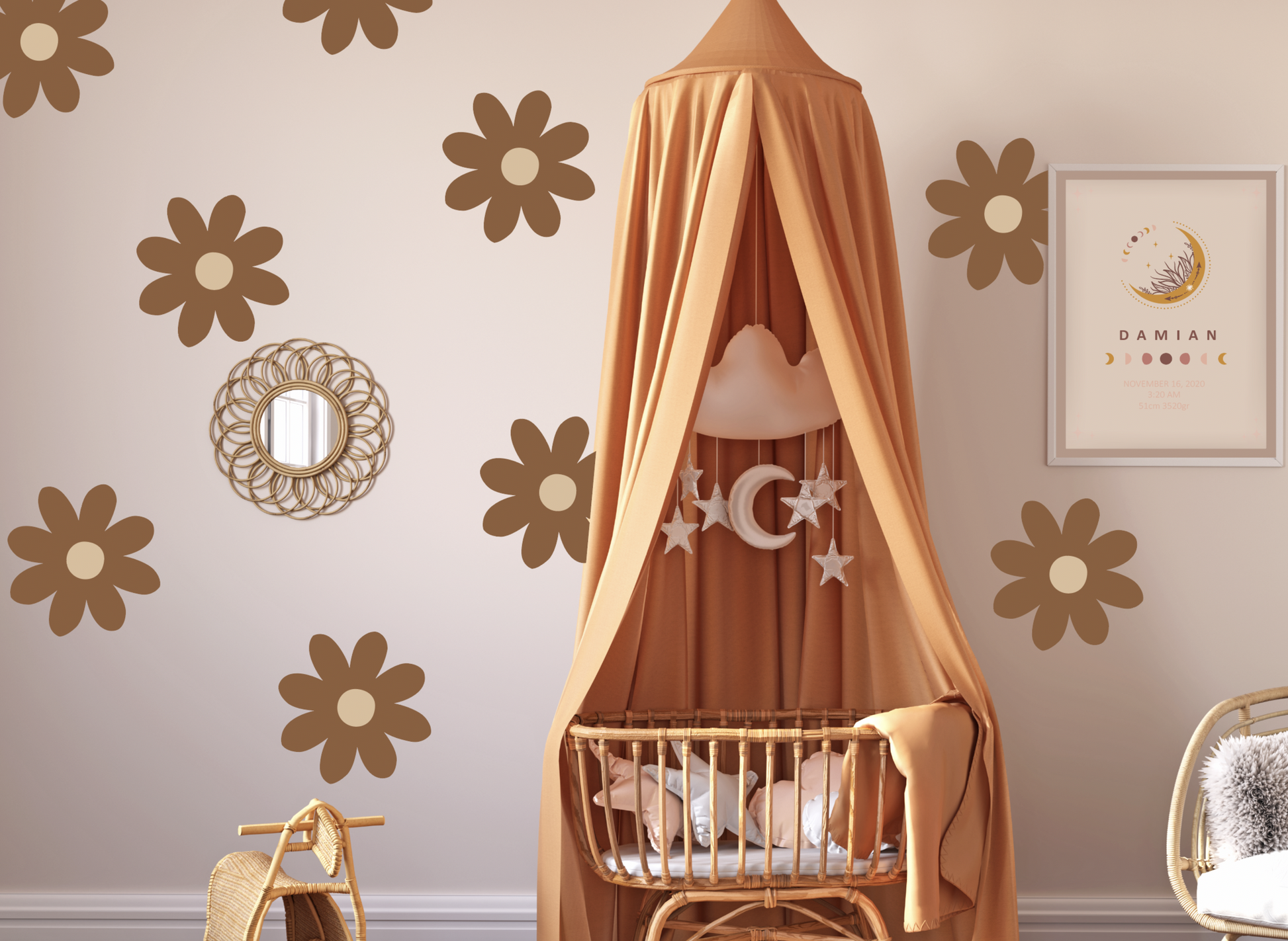 Muurstickers daisy flowers XL - bloemen kinderkamer