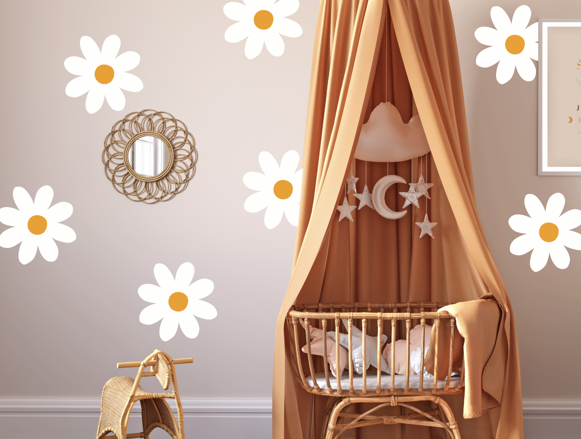 Muurstickers daisy flowers XL - bloemen kinderkamer