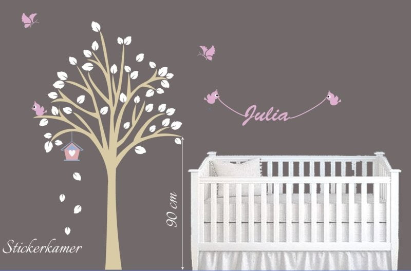 Muursticker design boom met naam + 10 cm stamverlenging