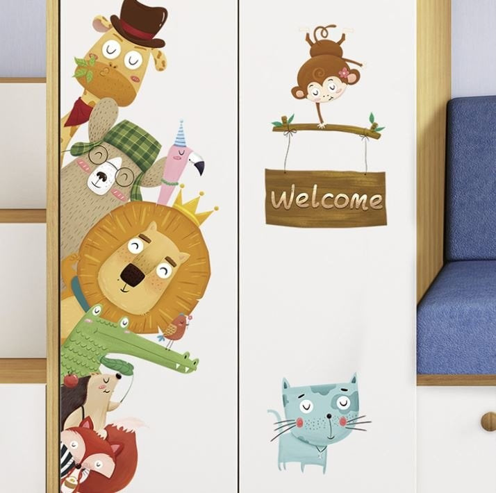 Muursticker dieren mix kinderkamer decoratie