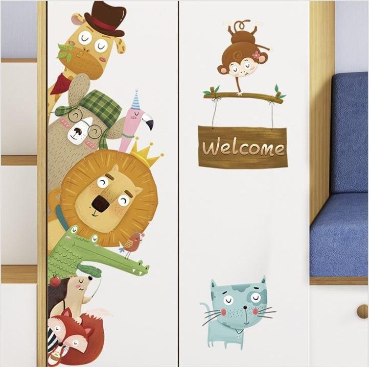 Muursticker dieren mix kinderkamer decoratie