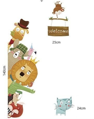 Muursticker dieren mix kinderkamer decoratie