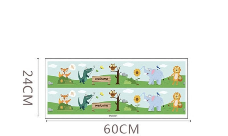 Muursticker dieren mix strook / plint kinderkamer