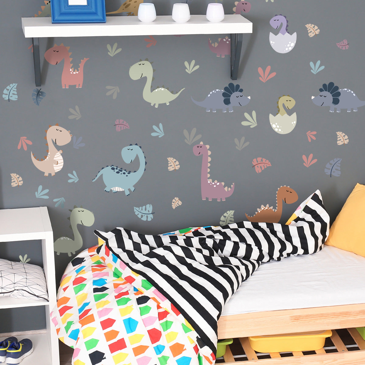 Muursticker dino pastel kinderkamer