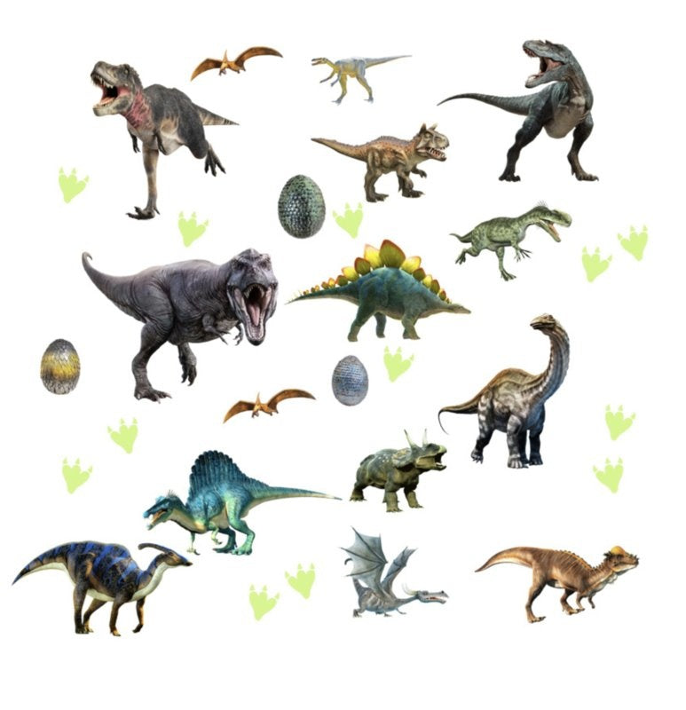 Muursticker dinosaurus glow in the dark kinderkamer