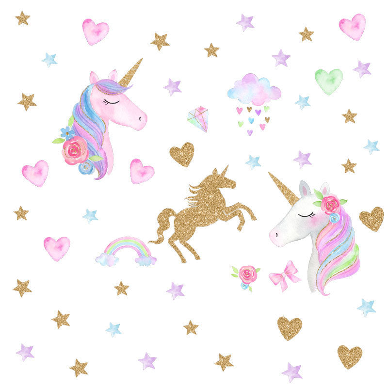 Muursticker unicorn / eenhoorn sticker set kinderkamer meisjes