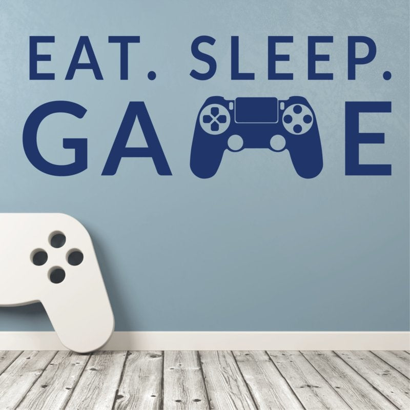 Muursticker gamer eat sleep game controller kinderkamer jongen