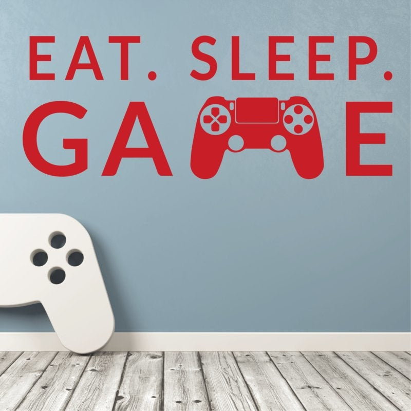 Muursticker gamer eat sleep game controller kinderkamer jongen