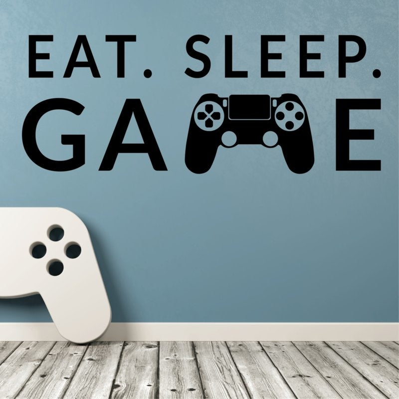 Muursticker gamer eat sleep game controller kinderkamer jongen