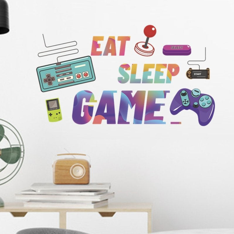 Muursticker gamer / gaming - eat sleep game kinderkamer jongen