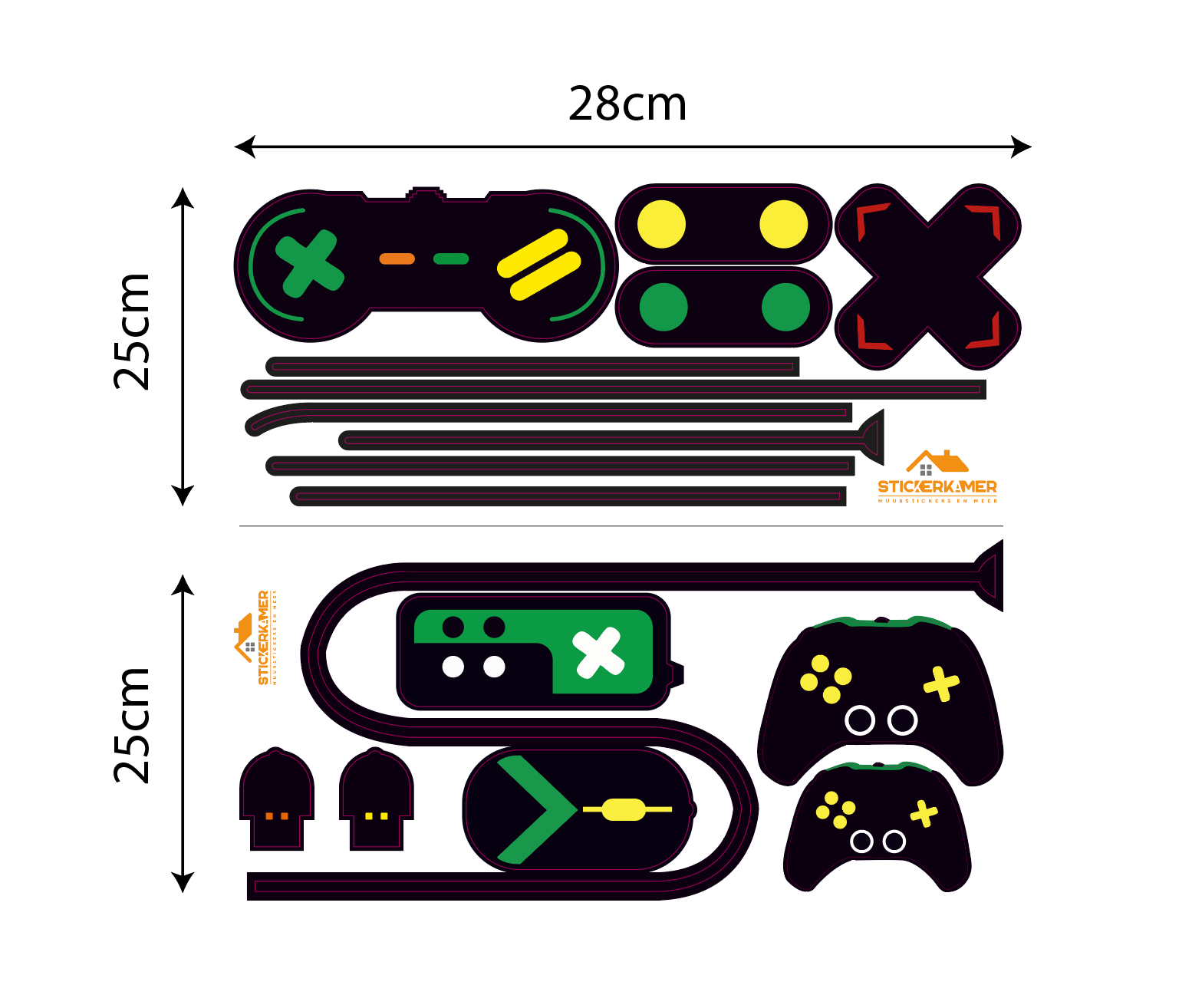 Muursticker gamer joystick / controller jongenskamer