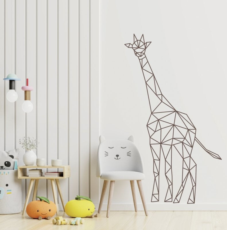 Muursticker giraffe geometrisch kinderkamer