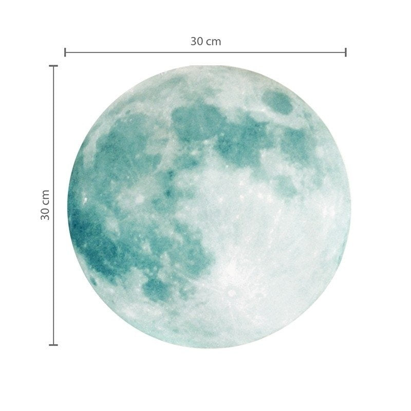 Muursticker glow in the dark maan 30cm babykamer