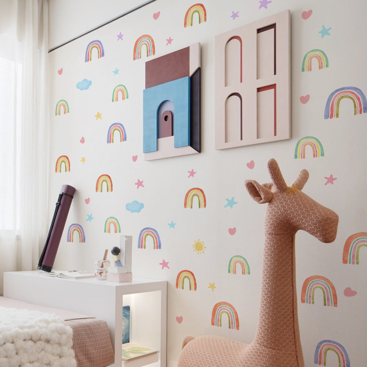 Muursticker glow in the dark regenbogen kinderkamer