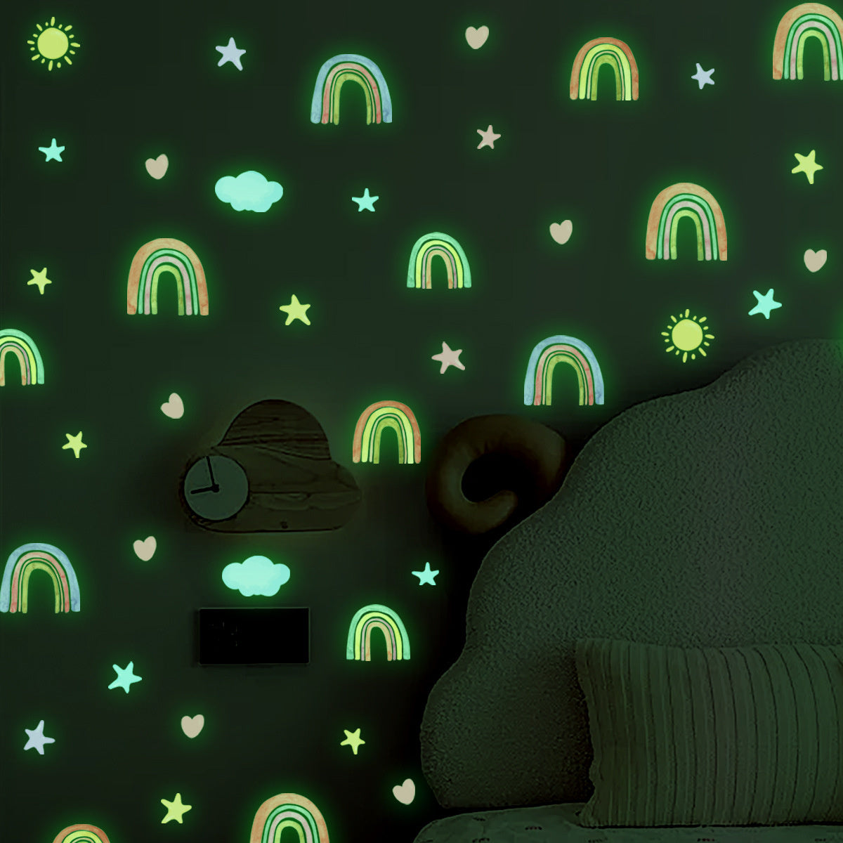 Muursticker glow in the dark regenbogen kinderkamer