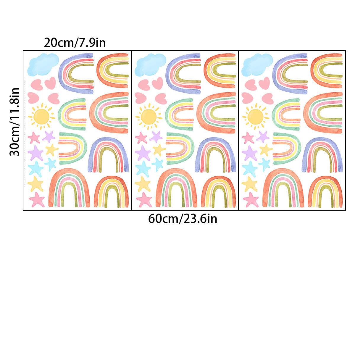 Muursticker glow in the dark regenbogen kinderkamer