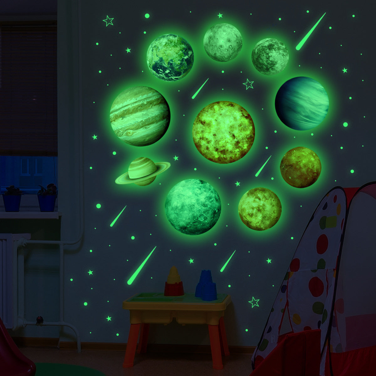 Muursticker glow in the dark zonnestelsel xl - muurstickers planeten babykamer-kinderkamer