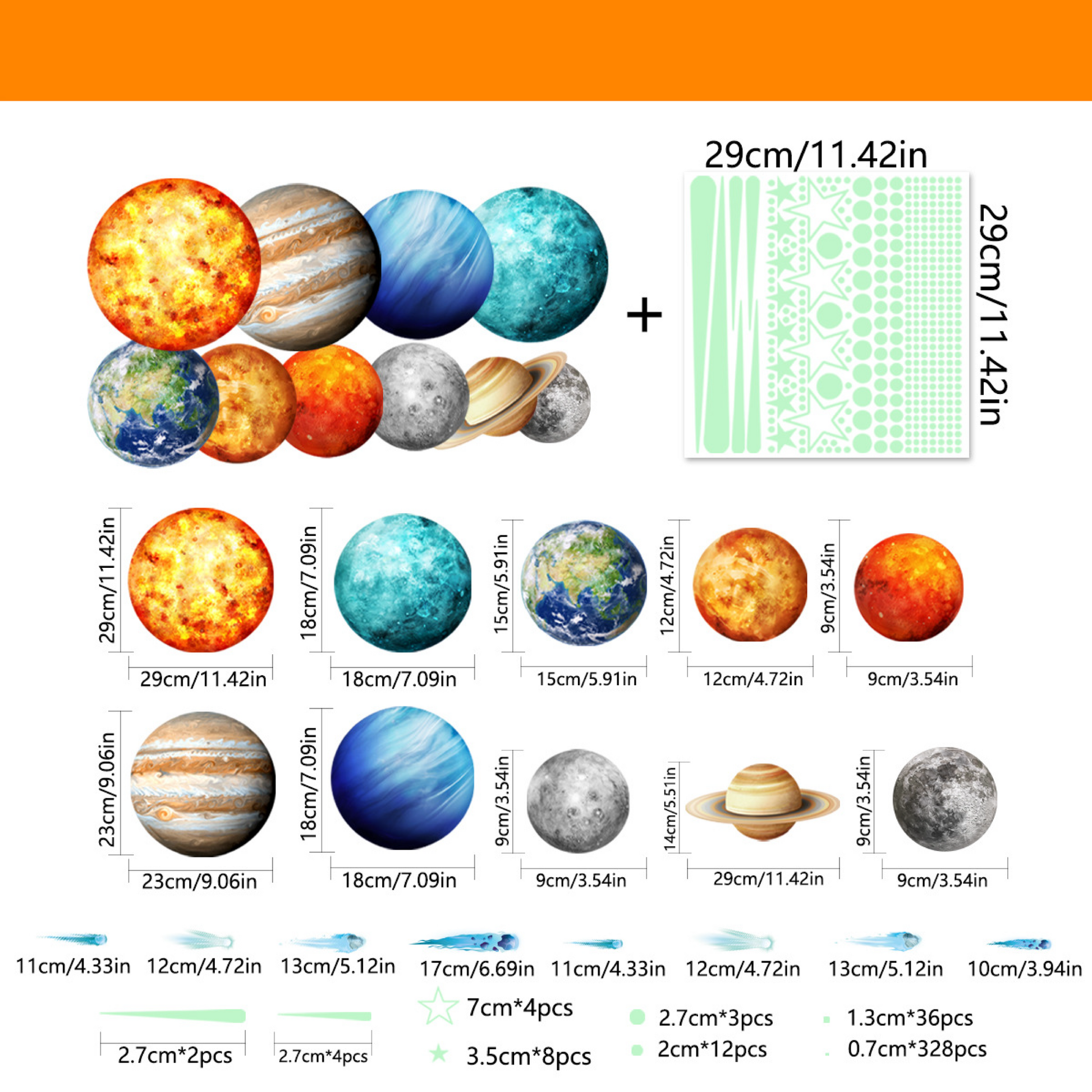 Muursticker glow in the dark zonnestelsel xl - muurstickers planeten babykamer-kinderkamer