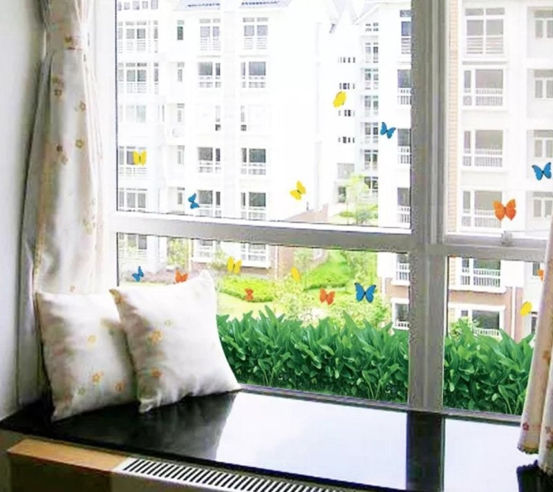 Muursticker gras strook met vlinders kinderkamer