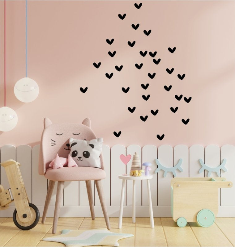 Muursticker hartjes 3x2cm 96 stuks kinderkamer