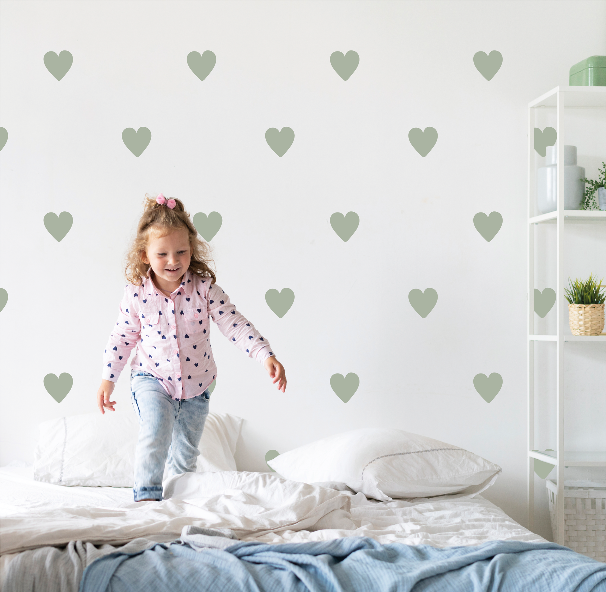 Muursticker hartjes sage 26 stuks