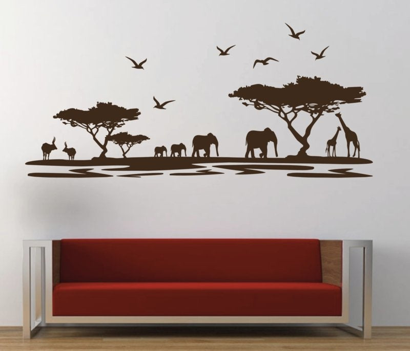 Muursticker jungle Afrika silhouette landschap