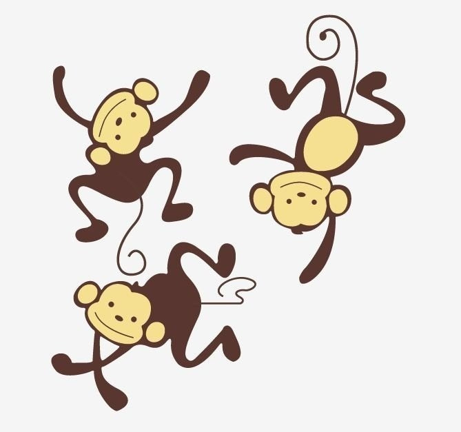 Muursticker jungle apen babykamer / kinderkamer