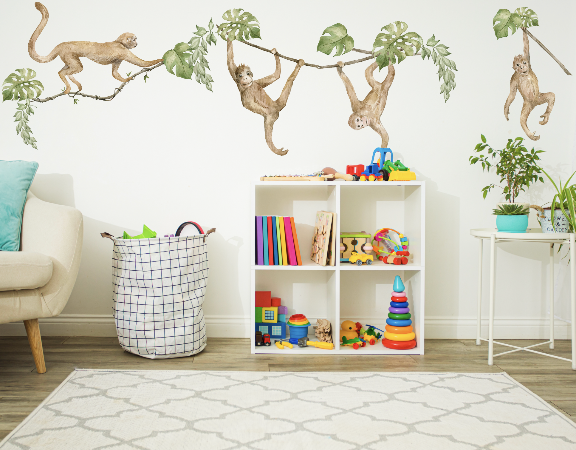 Muursticker Jungle Apen - Speelse Jungle voor Kinderkamers