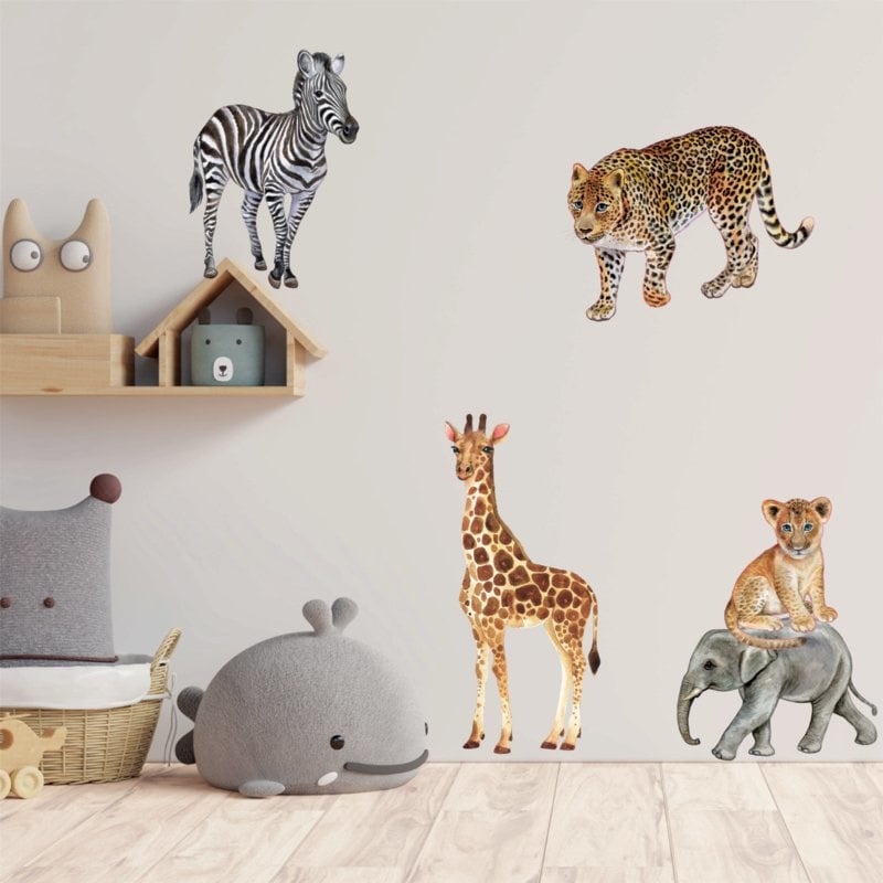 Muursticker jungle dieren set XL kinderkamer