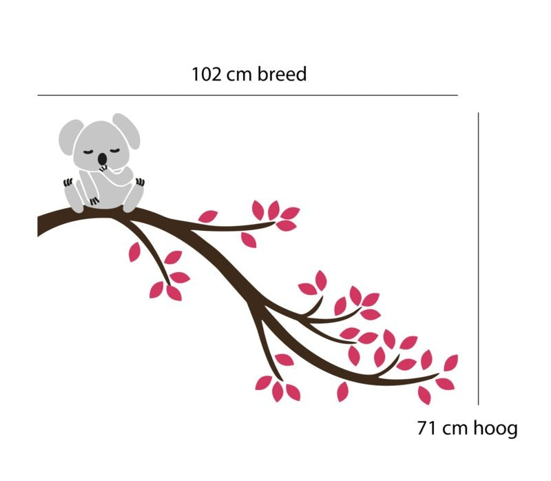 Muursticker koala op tak kinderkamer / babykamer