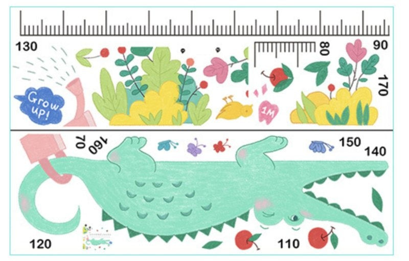 Muursticker krokodil groeimeter - hoogtemeter kinderkamer