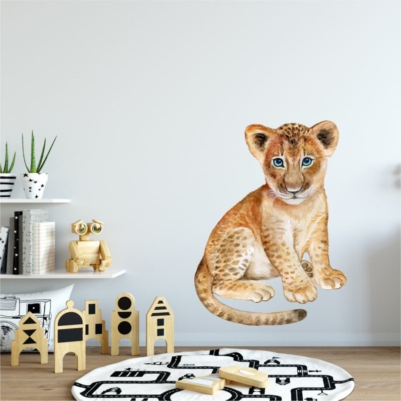 Muursticker leeuw baby welpje jungle babykamer - kinderkamer