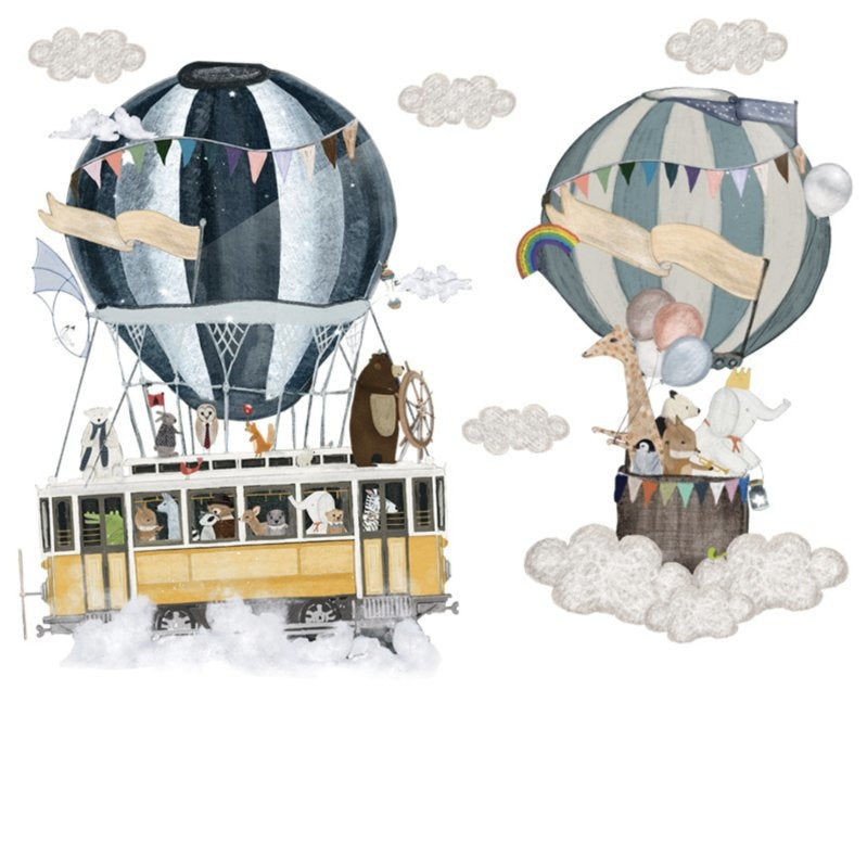 Muursticker luchtballon beesstenboel kinderkamer
