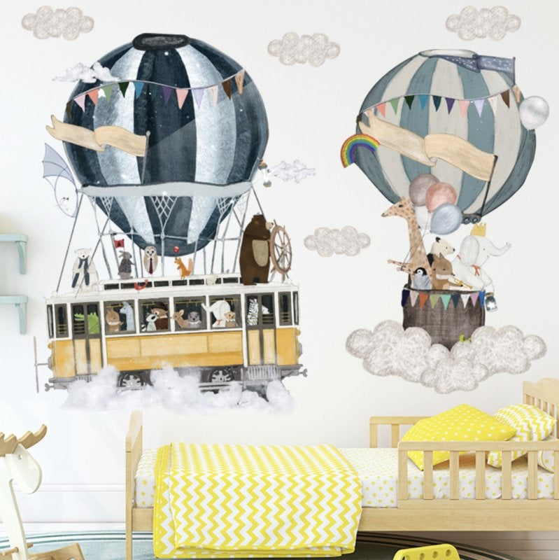 Muursticker luchtballon beesstenboel kinderkamer